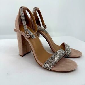 Steve Madden Kalina Embellished Suede Ankle-Strap Sandals Size 8M EUC Prom Party
